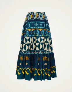 Sunset SkirtCasareale Placèe Emerald in Summer Poplin