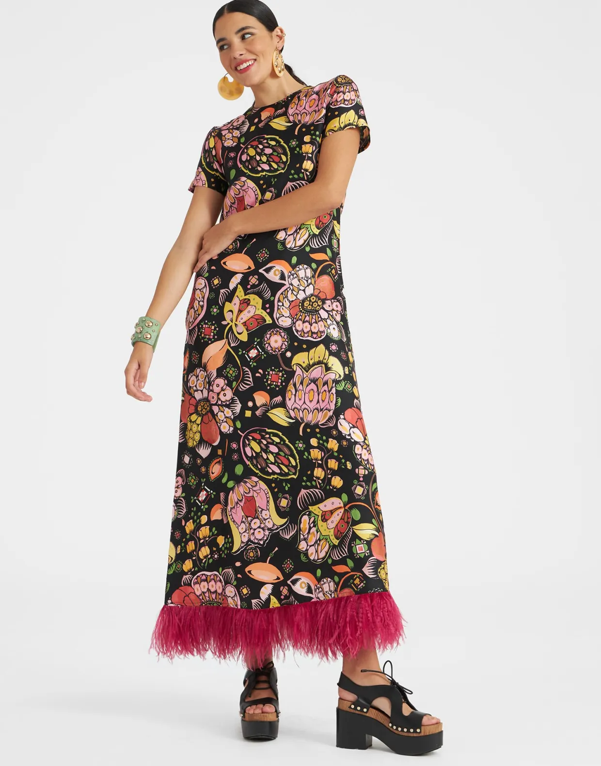 Swing Dress (With Feathers)Eden in Twill Silk