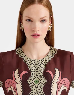 Swing DressPortal Placée Brown in Silk Twill