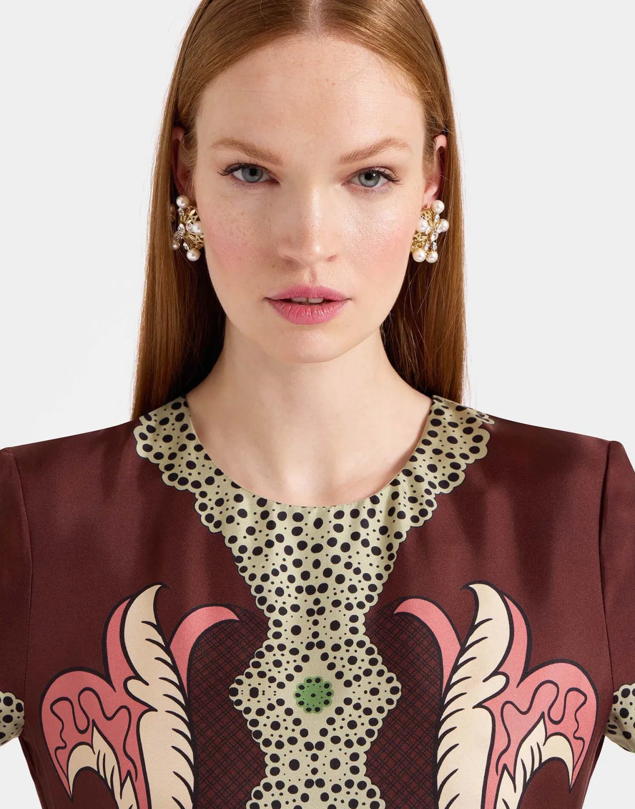 Swing DressPortal Placée Brown in Silk Twill