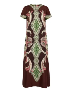 Swing DressPortal Placée Brown in Silk Twill
