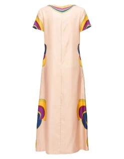 Swing DressRainbow Swirl Rosa Plac&eacute;e in Twill Silk