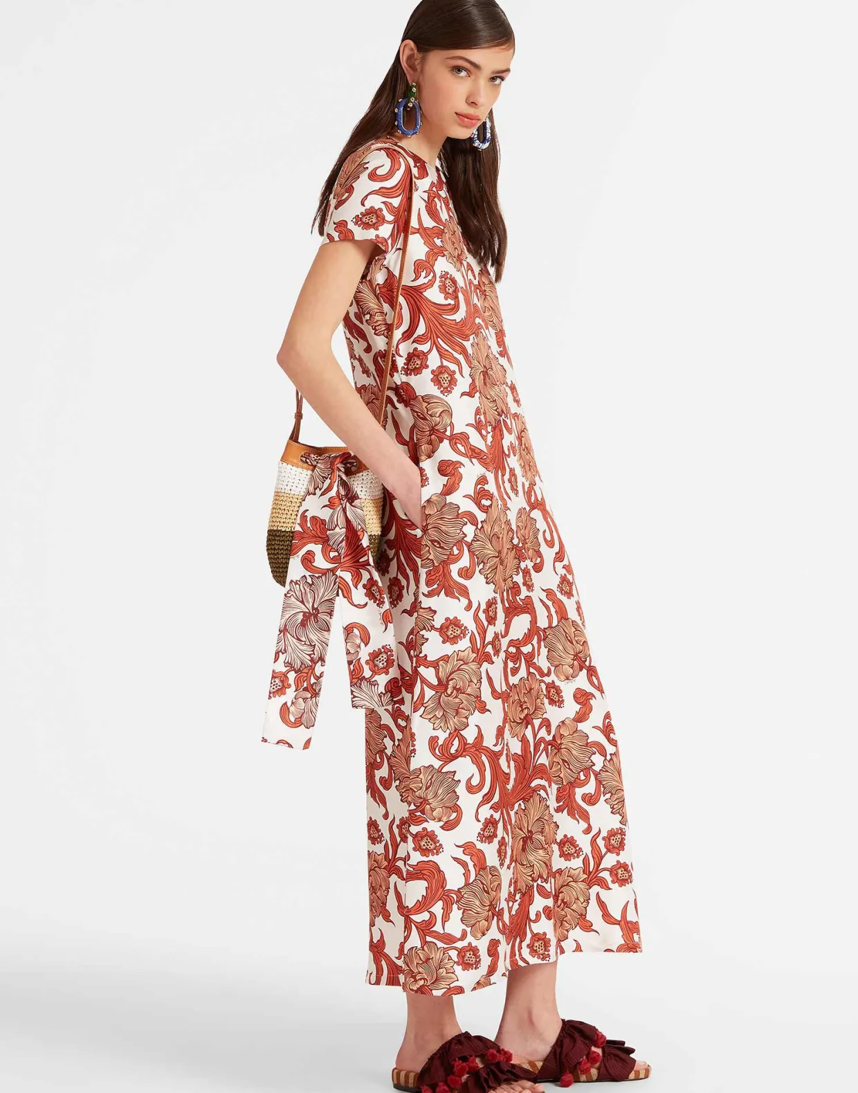 Swing DressReef White in Silk Twill