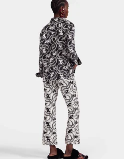 The Cropped Flare JeanAperol Black & White in Cotton Drill