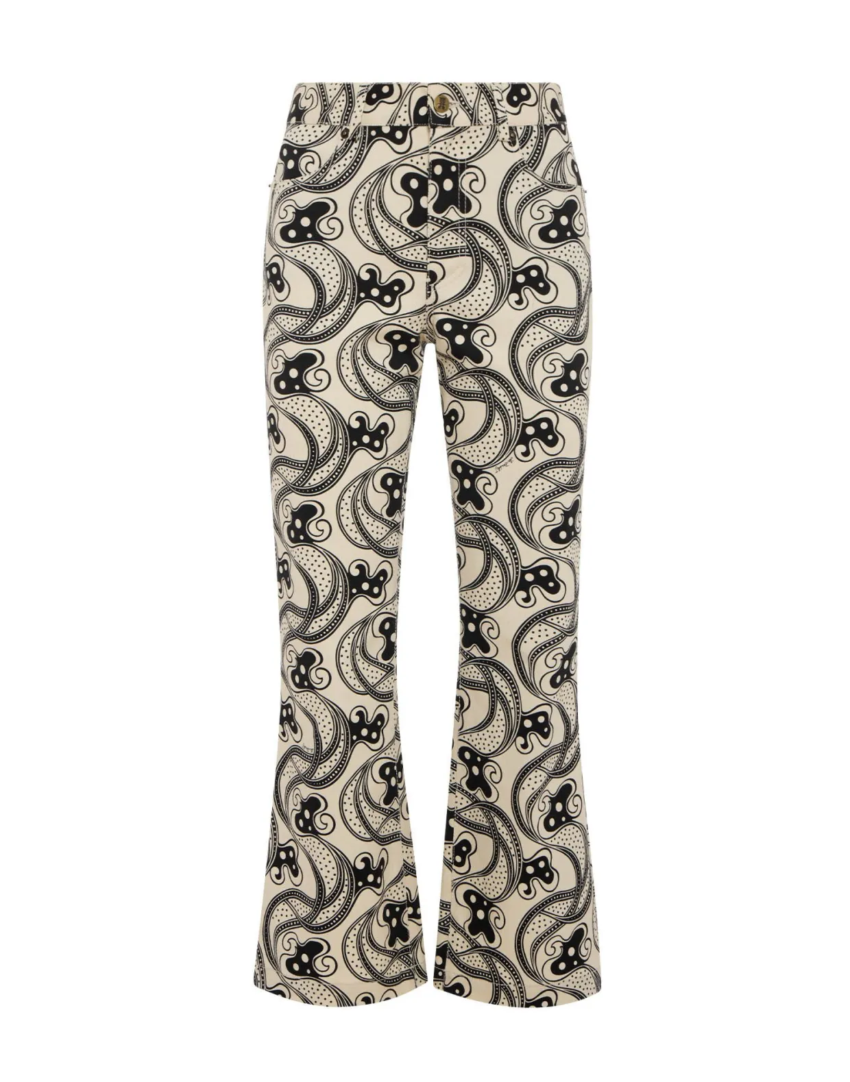 The Cropped Flare JeanAperol Black & White in Cotton Drill