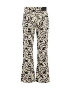 The Cropped Flare JeanAperol Black & White in Cotton Drill