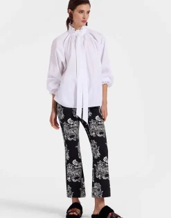The Cropped Flare JeanCrazy Tigers Black & White in Cotton Drill