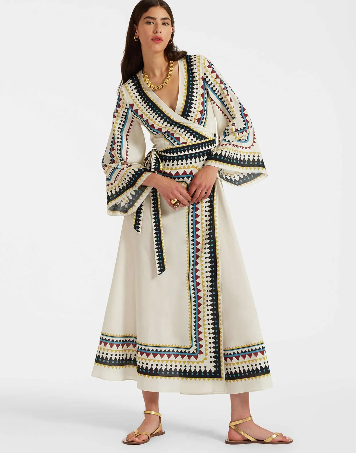 The Wrap DressDoric Placée Cream in Cotton Voile