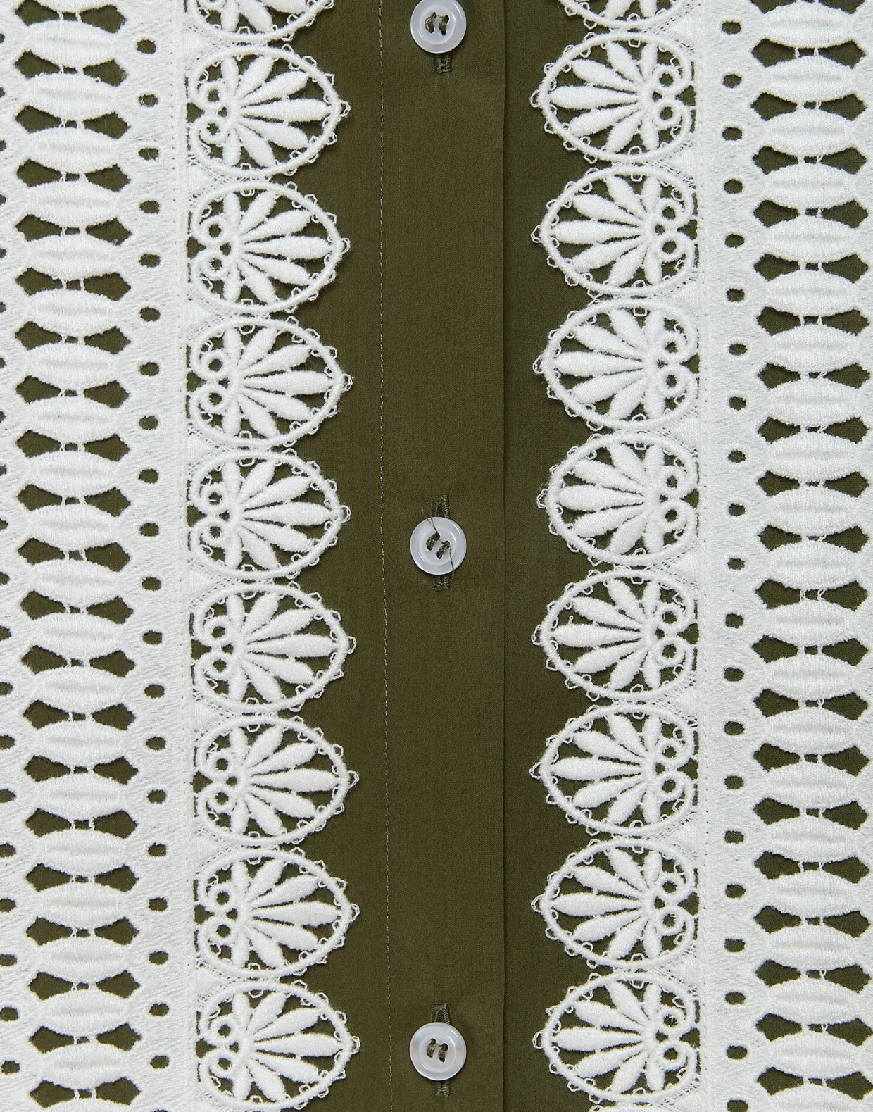 Tootsie DressSolid Camouflage in Crisp Poplin With Lacey Ribbons