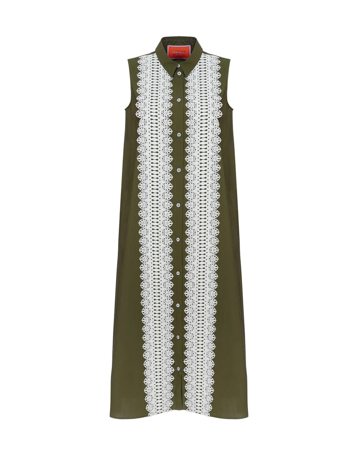 Tootsie DressSolid Camouflage in Crisp Poplin With Lacey Ribbons