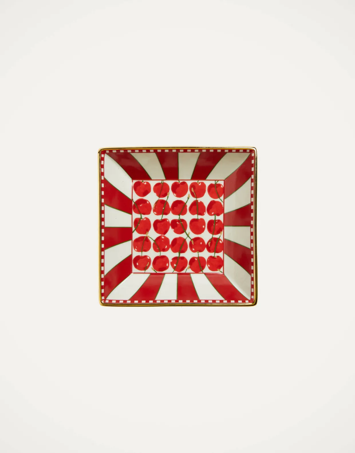 Trinket Tray (15X15)Cherries Avorio in Porcelain
