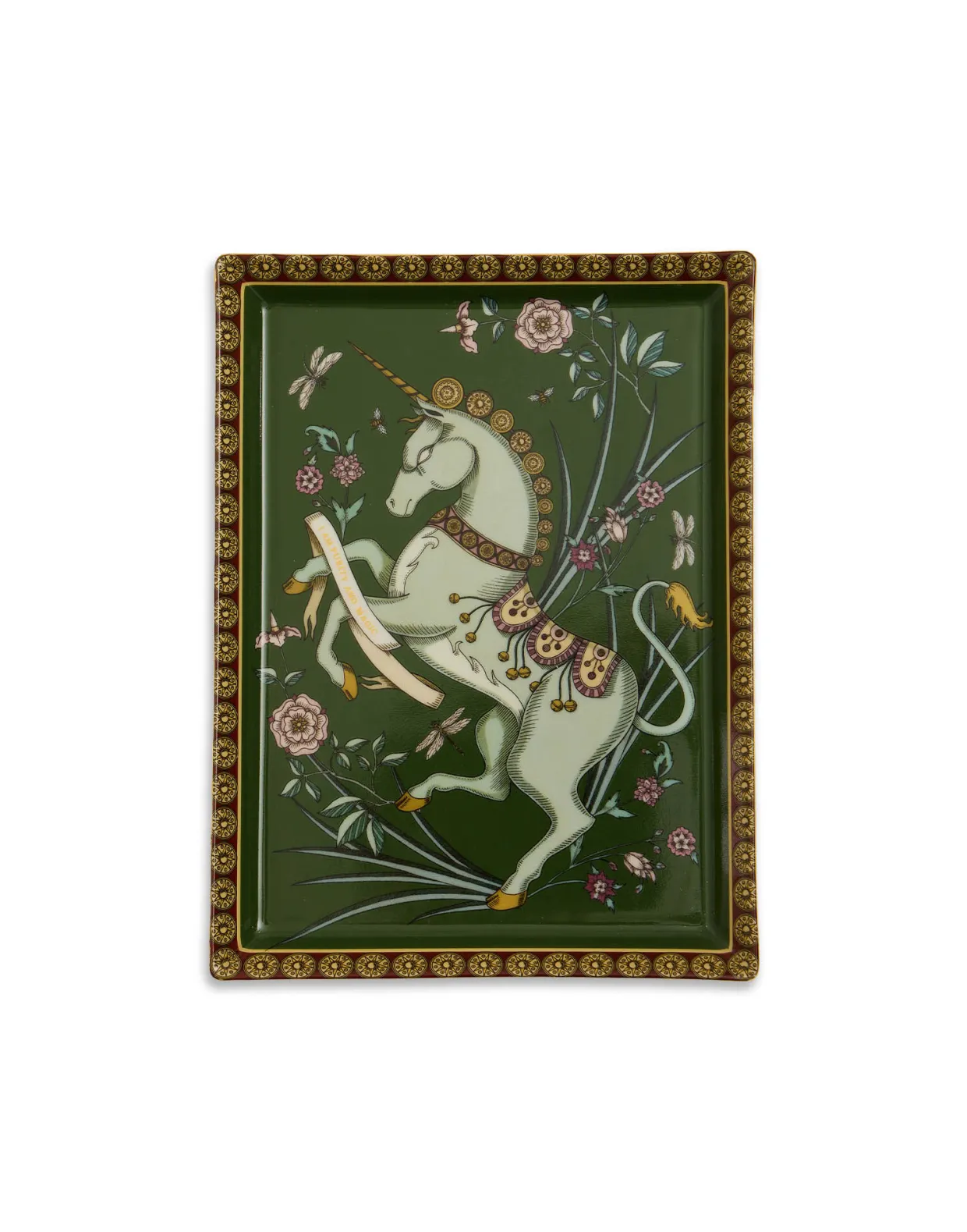 Trinket TrayThe Unicorn Dark Green in Porcelain