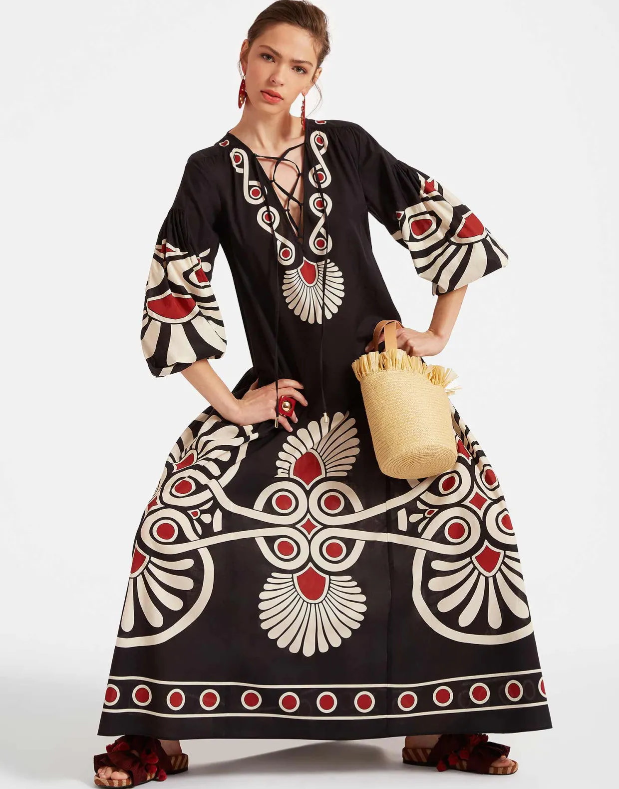 Viviana DressMedallion Placée Black in Cotton Voile