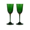 Wine Glasses Set Of 2Green in Murano Glass