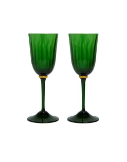 Wine Glasses Set Of 2Green in Murano Glass